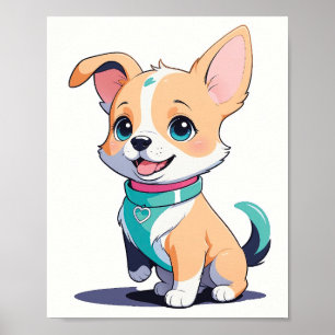 Schattige Corgi Puppy - Mooie Kinderkamer Muurkuns Poster