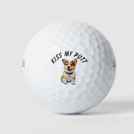Schattige Corgi Puppy Ondeugende Humor 'Kus Mijn P Golfballen
