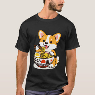 Schattige Corgi Ramen Illustratie in Japanse Stijl T-shirt