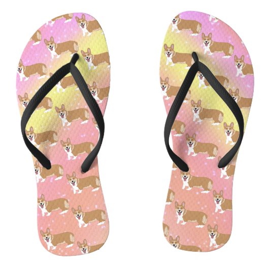 Schattige Corgi roze oranje Teenslippers (Voetbed)