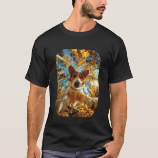 Schattige Corgi Selfie Herfstbladeren Bos Herfst D T-shirt