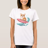 Schattige Corgi Surfen T-shirt (Voorkant)