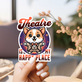 Schattige Corgi Theatre is mijn gelukkige plek Sticker