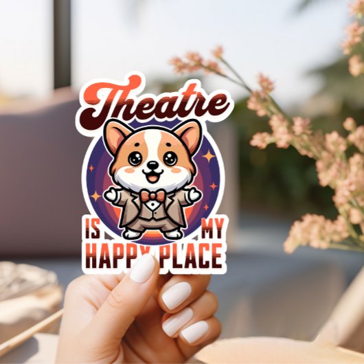 Schattige Corgi Theatre is mijn gelukkige plek Sticker