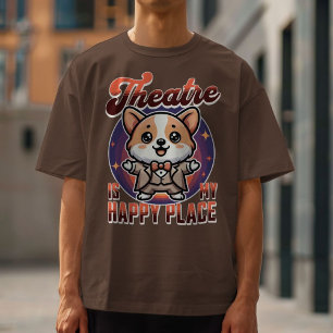 Schattige Corgi Theatre is mijn gelukkige plek T-shirt