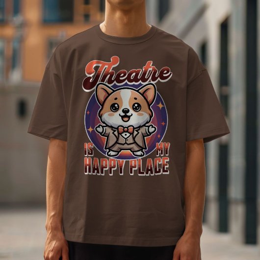 Schattige Corgi Theatre is mijn gelukkige plek T-shirt
