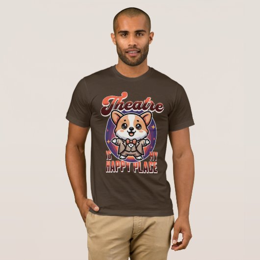 Schattige Corgi Theatre is mijn gelukkige plek T-shirt (Voorkant volledig)