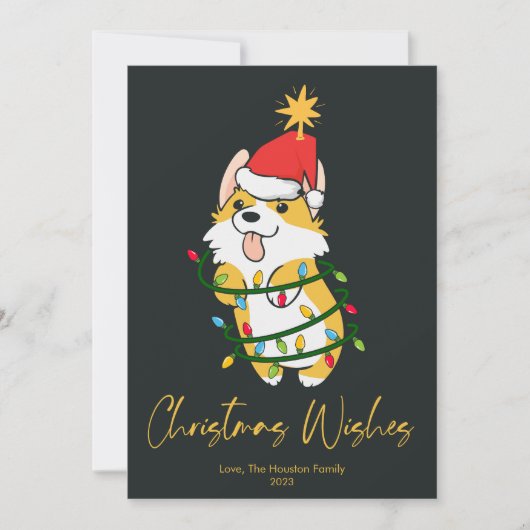 Schattige Corgi Tree Christmas Flat Feestdagenkaart (Voorkant)