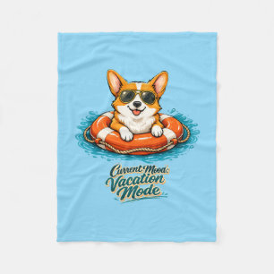 Schattige Corgi Vakantiemodus Illustratie - Summer Fleece Deken