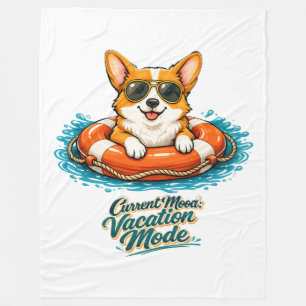 Schattige Corgi "Vakantiemodus" Zomerontwerp Fleece Deken