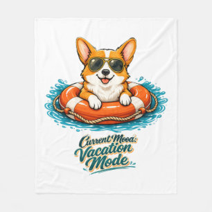 Schattige Corgi "Vakantiemodus" Zomerontwerp Fleece Deken