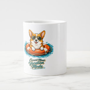 Schattige Corgi "Vakantiemodus" Zomerontwerp Grote Koffiekop