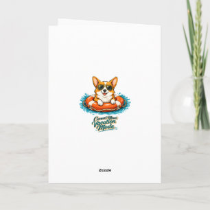 Schattige Corgi "Vakantiemodus" Zomerontwerp Kaart