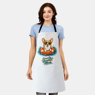 Schattige Corgi "Vakantiemodus" Zomerontwerp Schort