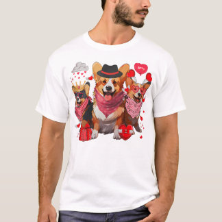 Schattige Corgi Valentijnsdag Heart Pet Dog Animal T-shirt