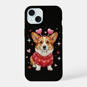 Schattige Corgi Valentijnshart Valentijnsdag iPhone 15 Case