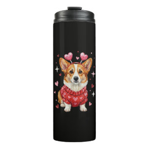 Schattige Corgi Valentijnshart Valentijnsdag Thermosbeker