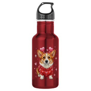 Schattige Corgi Valentijnshart Valentijnsdag Waterfles
