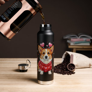 Schattige Corgi Valentijnshart Valentijnsdag Waterfles