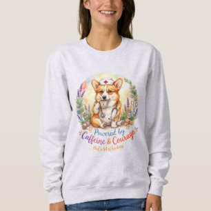 Schattige Corgi Verpleegster Waterverf Caffeïne Mo Trui