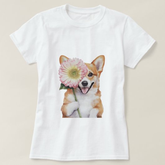 Schattige Corgi Waterverf Illustratie T-shirt (Design voorkant)
