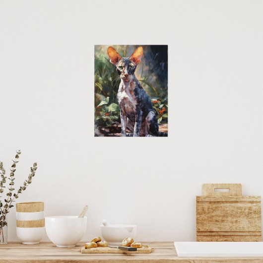Schattige Cornish Rex Cat Art Print Poster (Keuken)