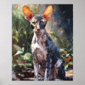 Schattige Cornish Rex Cat Art Print Poster (Voorkant)