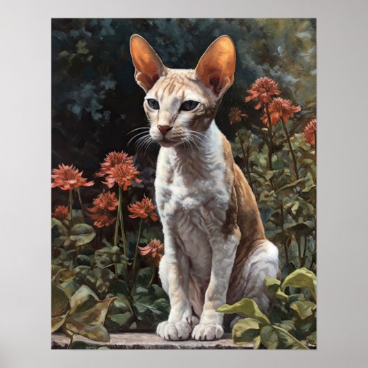 Schattige Cornish Rex Cat Art Print Poster (Voorkant)