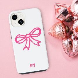 Schattige Cottage Lint Monogram Bow Stropdas Eenvo iPhone 14 Hoesje