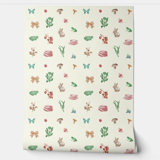 Schattige  Cottagecore esthetisch patroon Behang (Afrollen)