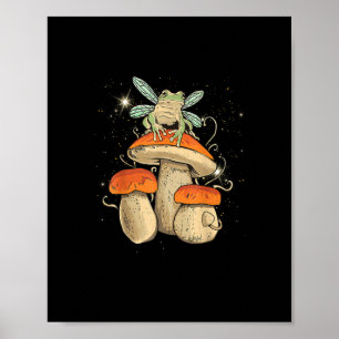 Schattige Cottagecore Esthetische Paddenstoel Kikk Poster