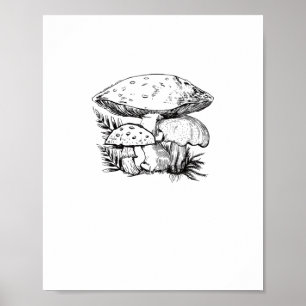 Schattige Cottagecore Esthetische Paddenstoel Schi Poster