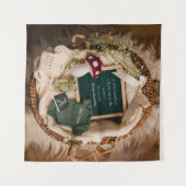 schattige Cottagecore zwangerschapsaankondiging Wandkleed (Voorkant (horizontaal))