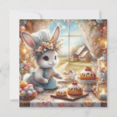 Schattige Country Baker Bunny Paaspastel Feestdagenkaart (Voorkant)
