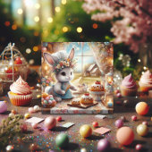 Schattige Country Baker Bunny Paaspastel Feestdagenkaart