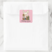 Schattige Country bunny Denken aan jou Vierkante Sticker (Tas)