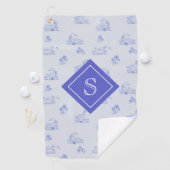 Schattige Country Goose Toile Pattern Monogram Golfhanddoek (Insitu)