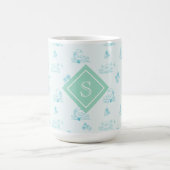 Schattige Country Goose Toile Pattern Monogram Koffiemok (Center)