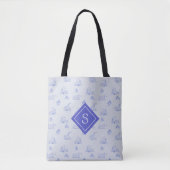 Schattige Country Goose Toile Pattern Monogram Tote Bag (Voorkant)