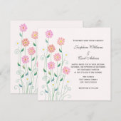 Schattige Country Hand getekend Roze en Witte Dais Kaart (Voorkant / Achterkant)