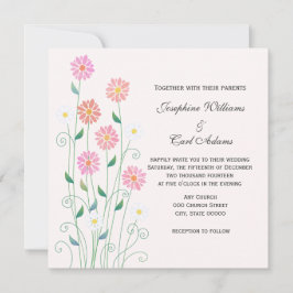 Schattige Country Hand getekend Roze en Witte Dais Kaart