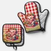 Schattige Country varkensliefhebbers Ovenwant & Pannenlap Set (Voorkant / Achterkant)