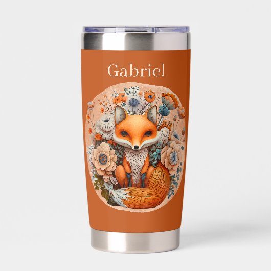 Schattige Country vossenliefhebbers voeg naam toe Geïsoleerde Drinkbeker (Voorkant)