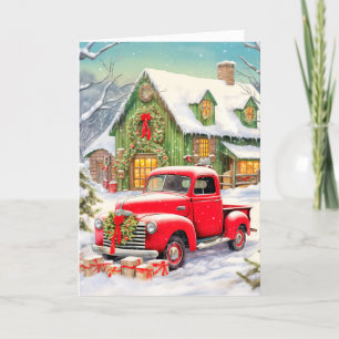 Schattige Country Winter Homestead Vrolijk Kerstfe Feestdagen Kaart