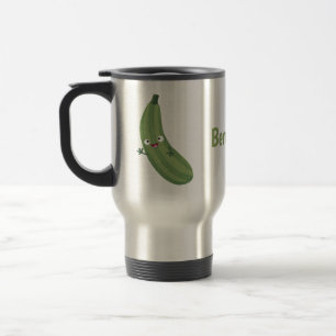 Schattige courgette gelukkige cartoon illustratie reisbeker