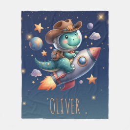 Schattige Cowboy Astronaut Dinosaurus Rijdend op R Fleece Deken