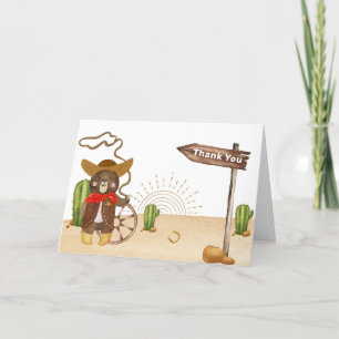 Schattige Cowboy Beer Western Rodeo Cactus Baby sh Bedankkaart