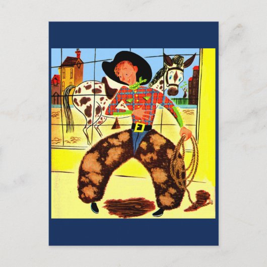 schattige cowboy briefkaart (Voorkant)