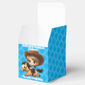 Schattige Cowboy en Paard Western Verjaardagsblauw Bedankdoosjes (Geopend)