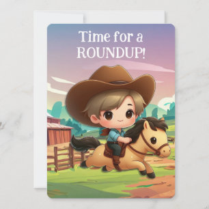 Schattige Cowboy Kind op een Paard Kaart